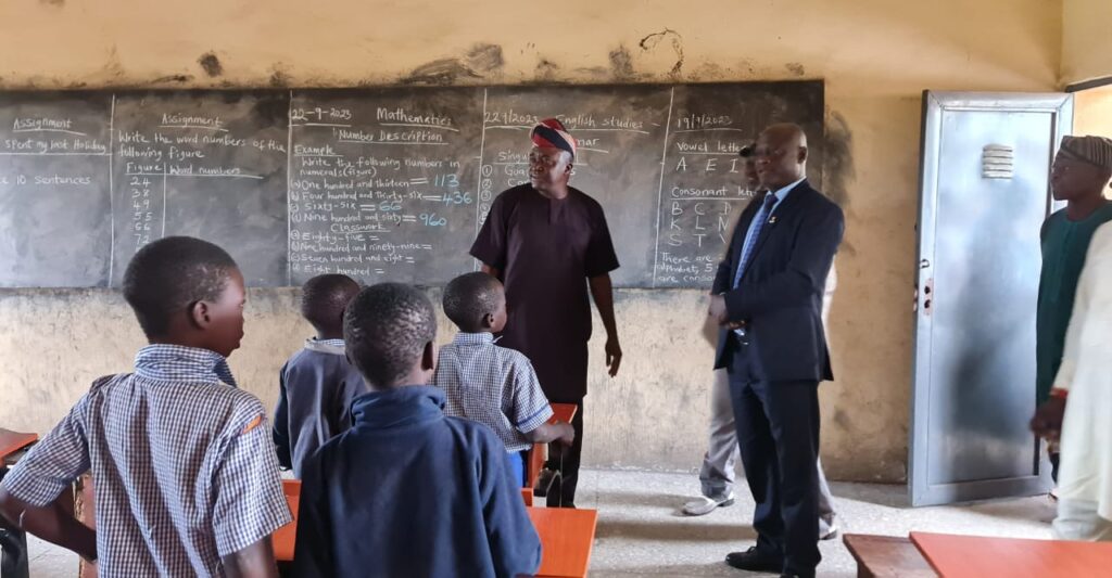Commissioner for Education, PS Education, Mr. Adeniyi and others at St. Agnes Basic School, Iluju, Ogbomoso.